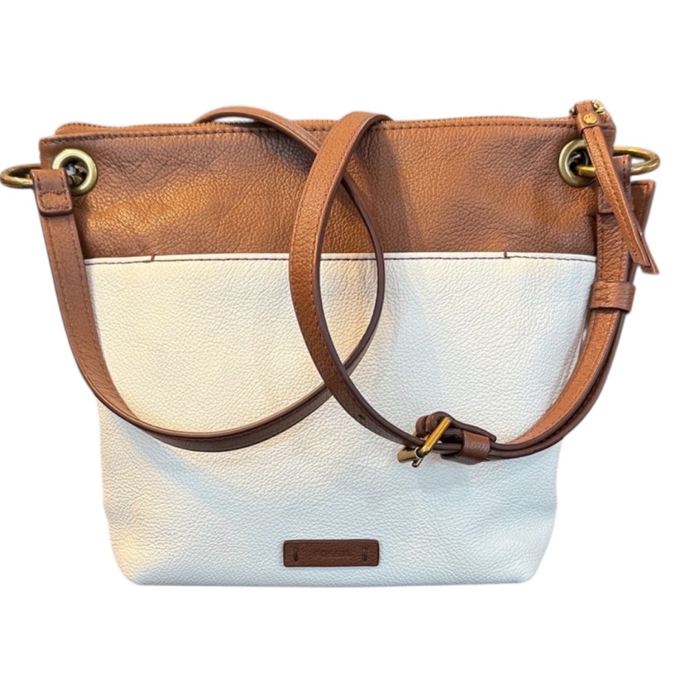 Fossil Keely Leather Crossbody Bag Brown White‎ Colorblock